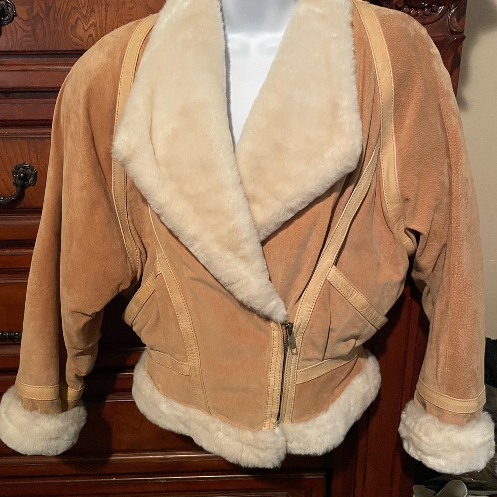 Wilson Tan and Cream Teddy Jacket Asymmetrical Design